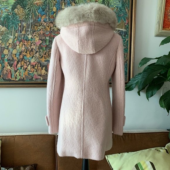 Calvin Klein Faux-Fur-Trim Asymmetrical Wool Coat – Blush Pink, Size S - Picture 4 of 8